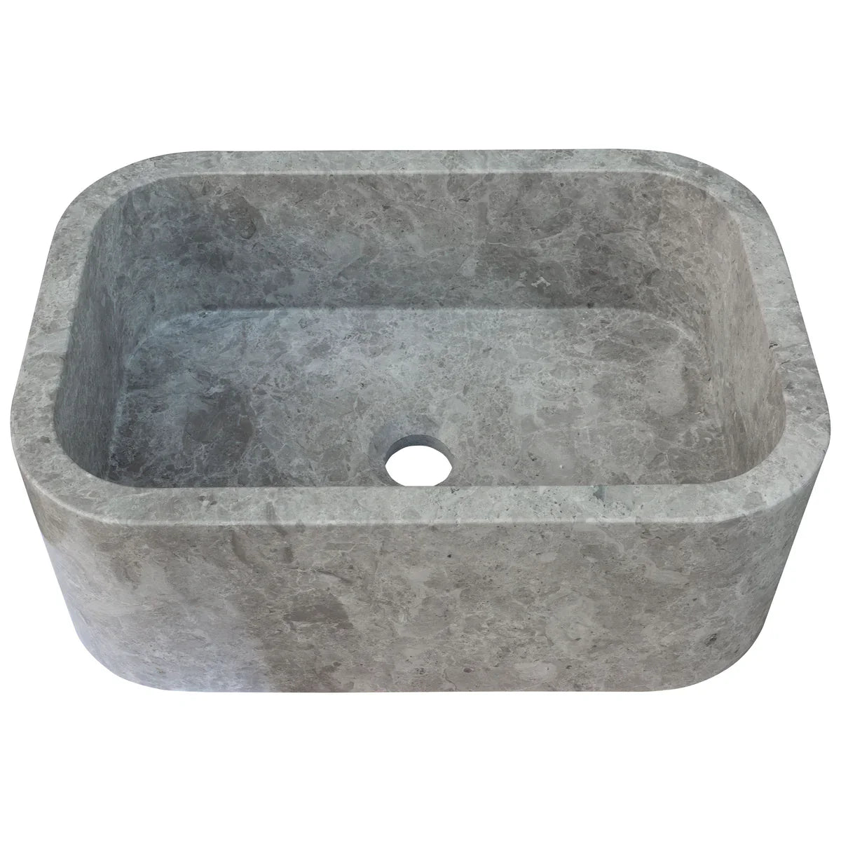 Tundra Gray Marble Rectangular Wall-mount Bathroom Sink (W)12