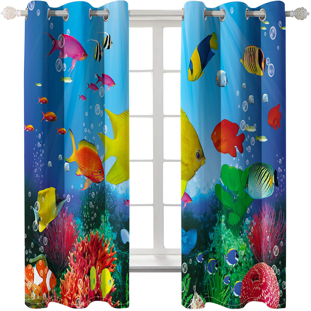 Undersea world Curtains Blackout Window Treatments Drapes for Room Decor