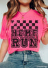 Home Run Checkered Tee *13 Colors (S-3X)