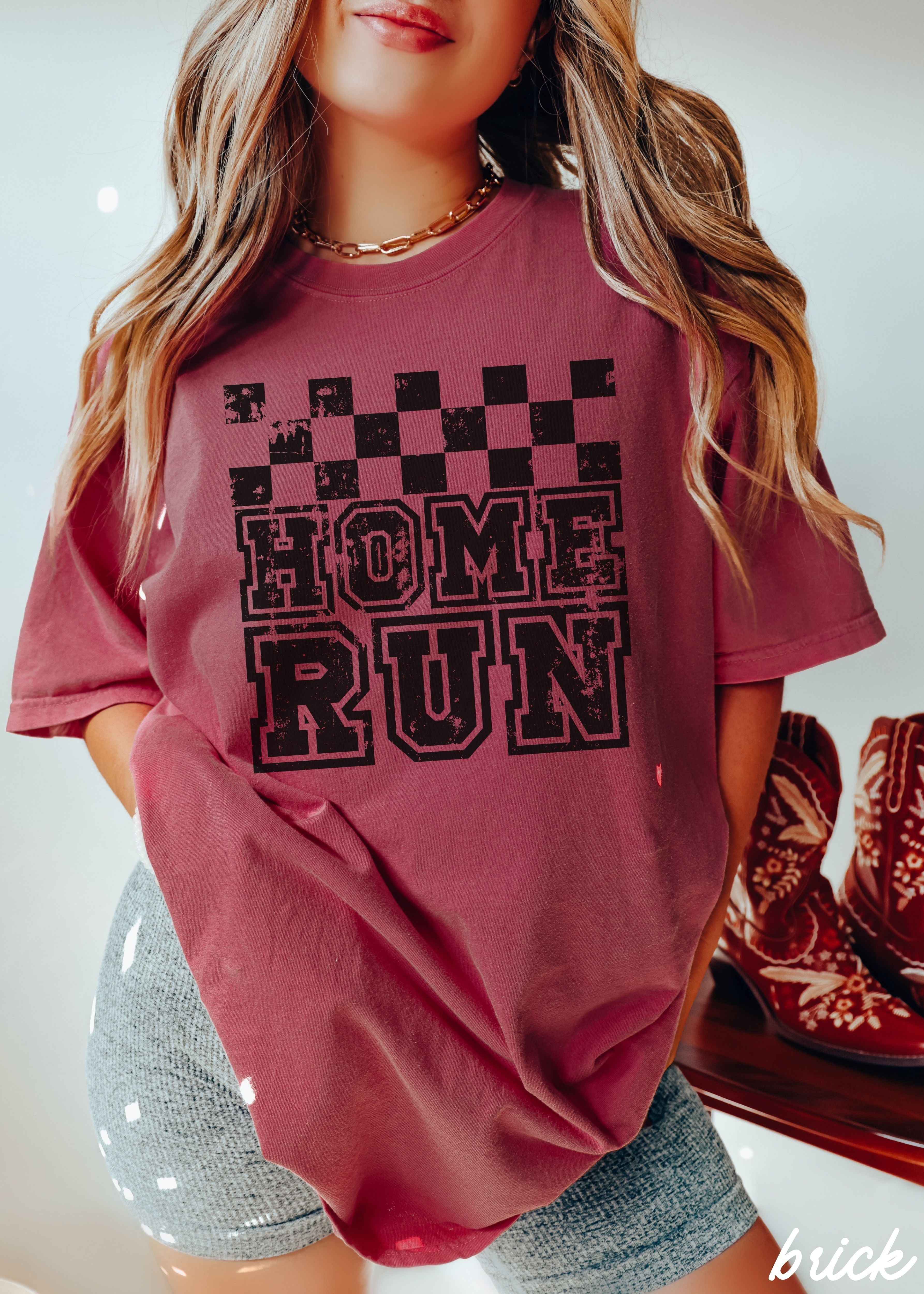 Home Run Checkered Tee *13 Colors (S-3X)