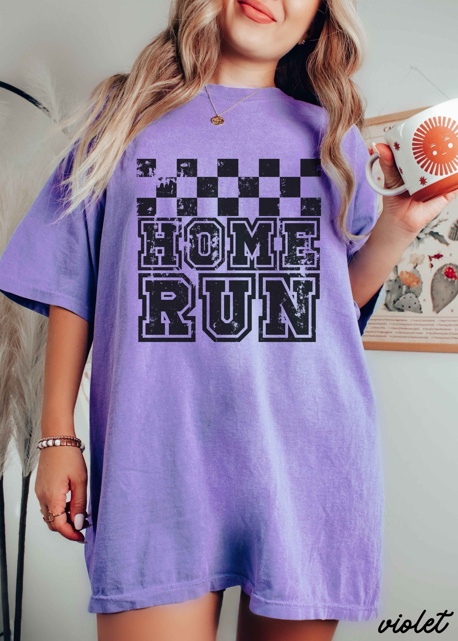 Home Run Checkered Tee *13 Colors (S-3X)
