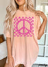 Checkered Peace Sign Tee *12 Colors (S-3X)