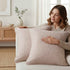DaDa Bedding Set of 2-Pieces Sandy Beige Taupe Square Cushion Throw Pillow Covers, 18" x 18" (JHW-585)