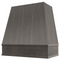 Stained Gray Wood Range Hood With Tapered Strapped Front and Block Trim - 30", 36", 42", 48", 54" and 60" Widths Available