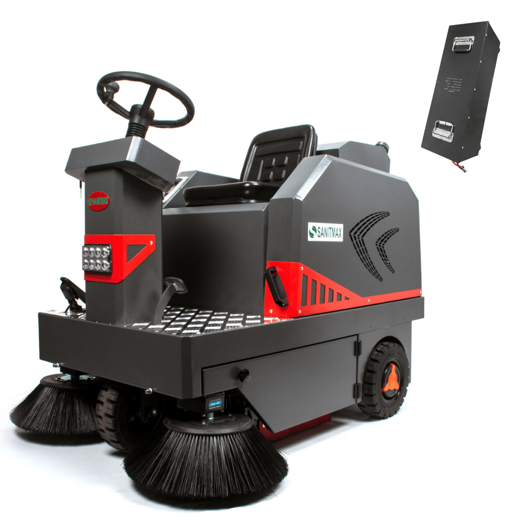 49" Ride-on Industrial Floor Sweeper SM1250+,  69000 Sqft/h, 3.5 hr Fast Charging Lithium Battery