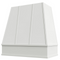 White Wood Range Hood With Tapered Strapped Front and Block Trim - 30", 36", 42", 48", 54" and 60" Widths Available