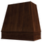 Espresso Wood Range Hood With Tapered Strapped Front and Block Trim - 30", 36", 42", 48", 54" and 60" Widths Available