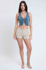 Women's Cropped Tie Front Vest