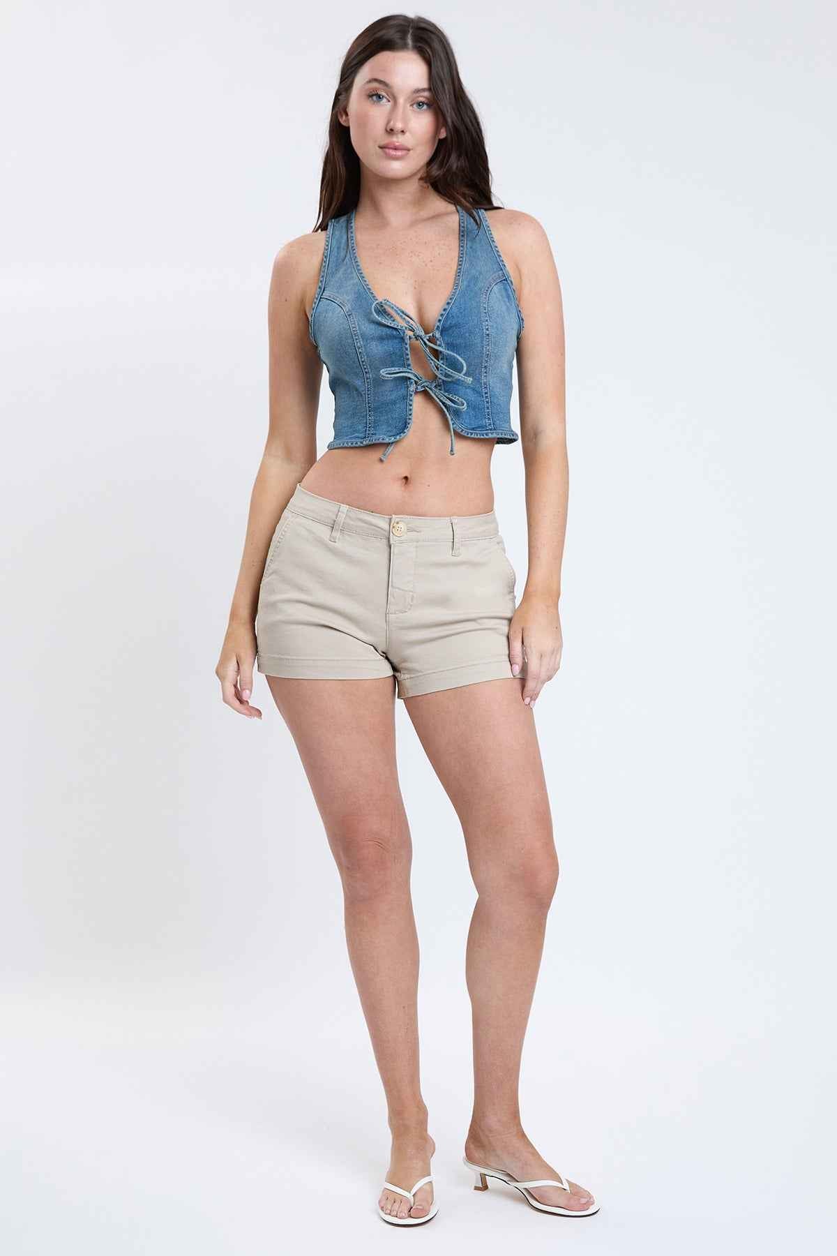Women's Cropped Tie Front Vest