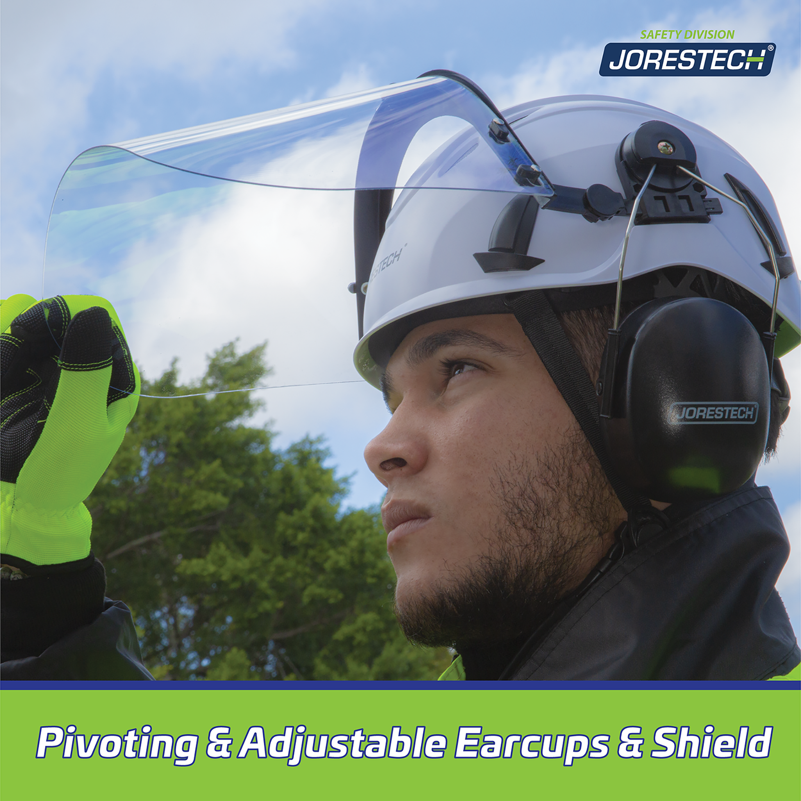 Ventilated Safety Work at Height Helmet System with Face Shield and Earmuffs
