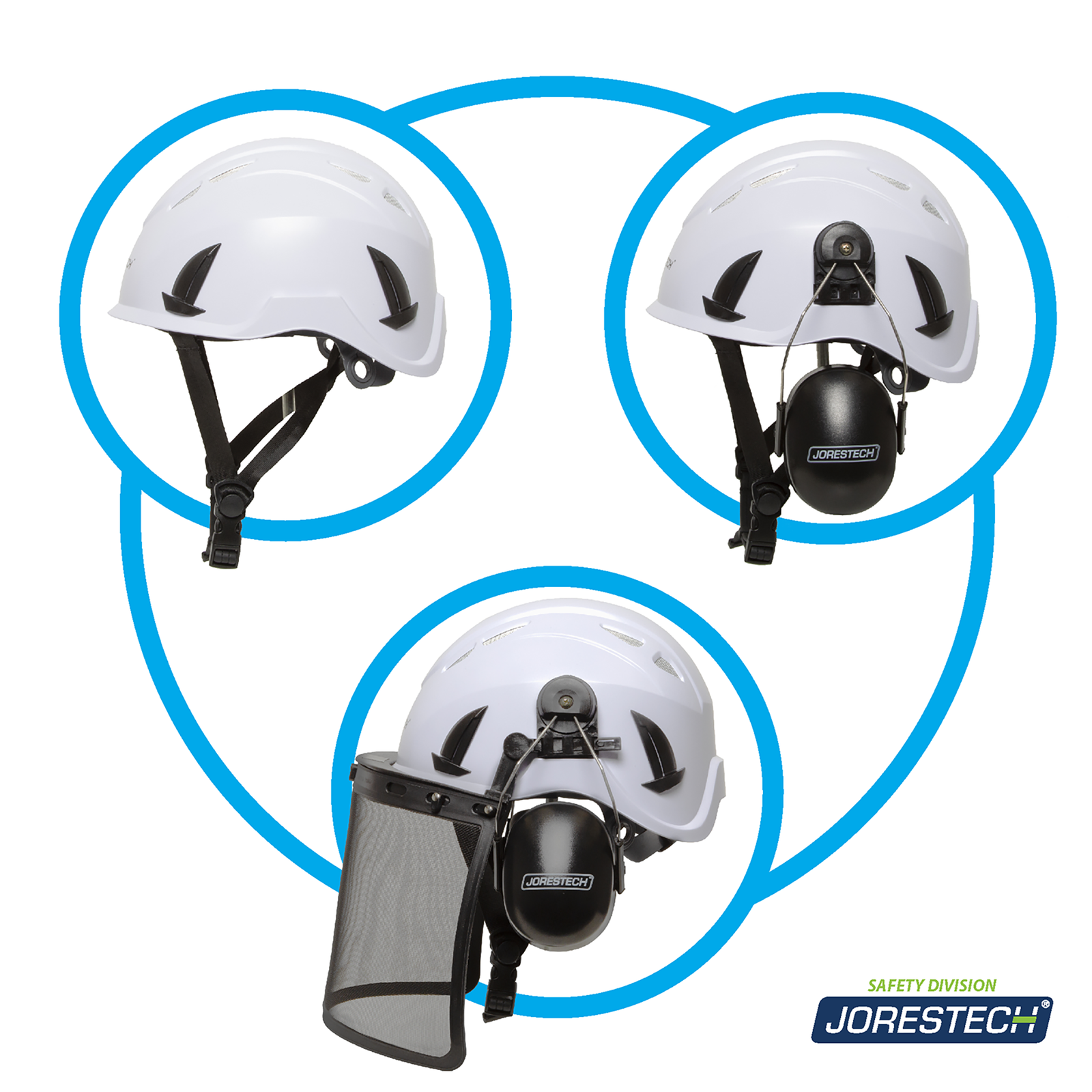 Safety Work at Height Helmet System with Iron Mesh Face Shield and Earmuffs
