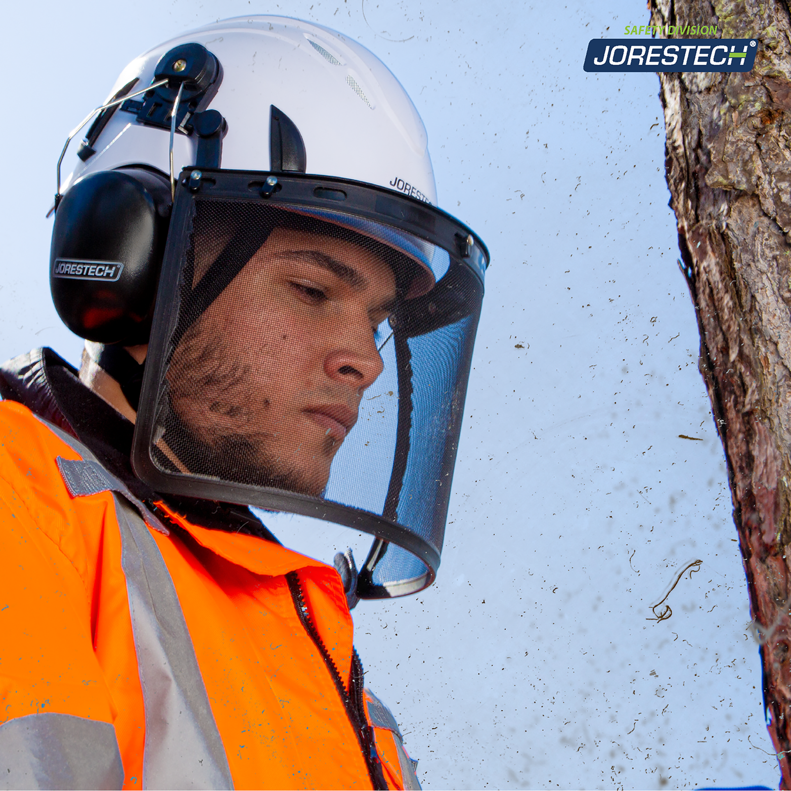Safety Work at Height Helmet System with Iron Mesh Face Shield and Earmuffs