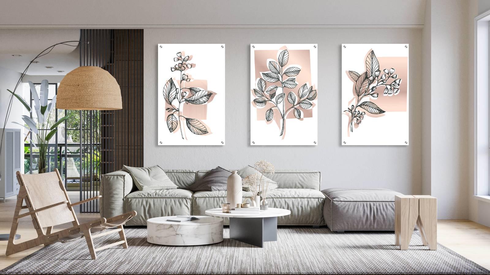 Foliage Pattern Set of 3 Prints Modern Wall Art Modern Artwork