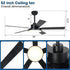Vaczon 52 Inch 5 Blades DC Motor Modern Downrod Ceiling Fan with LED Light and Remote Control