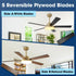 Vaczon 52 Inch Double-sided Blades Modern Ceiling Fan with Remote Control and LED Light