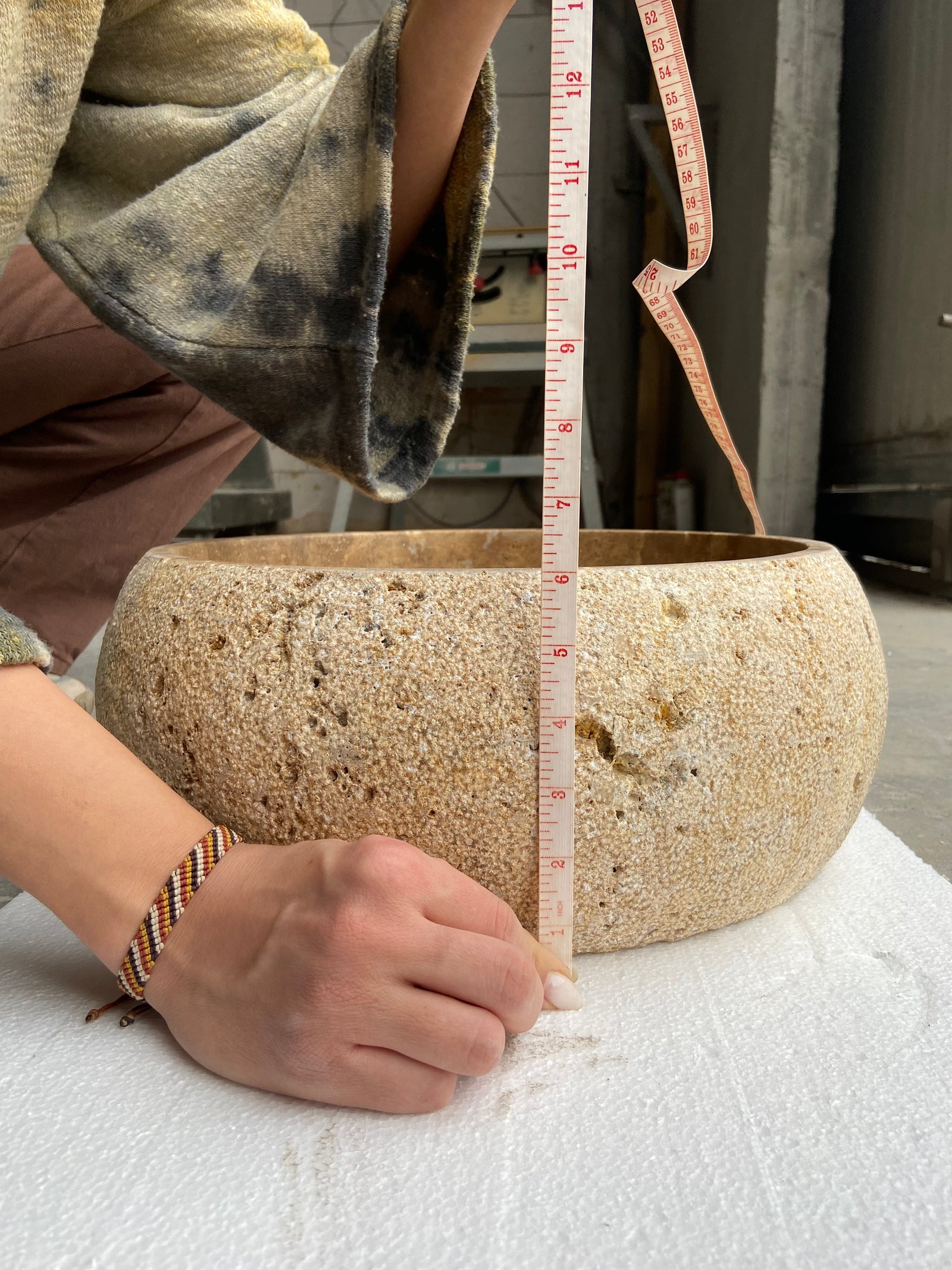 Valencia Travertine Vessel Bathroom Sink Honed Inside and Sand-Blasted Outside (D)16