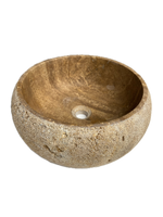 Valencia Travertine Vessel Bathroom Sink Honed Inside and Sand-Blasted Outside (D)16" (H)6"
