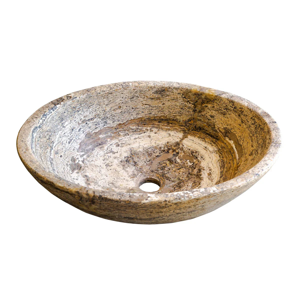 Valencia Travertine Natural Stone Above Vanity Oval Vessel Sink (W)16