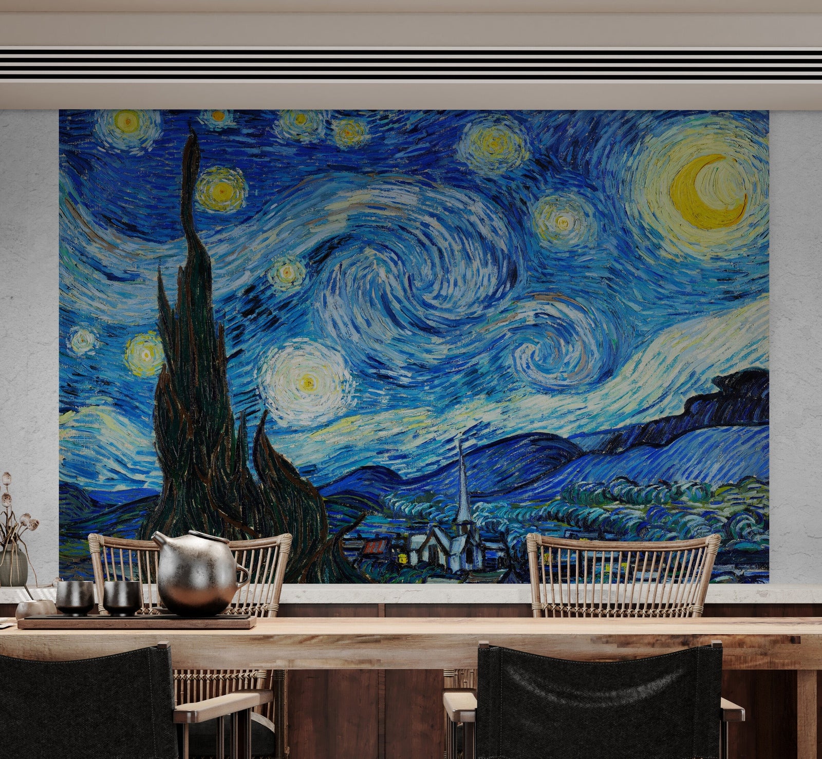 Vincent Van Gogh's The Starry Night Painting Wallpaper Mural.  #6742