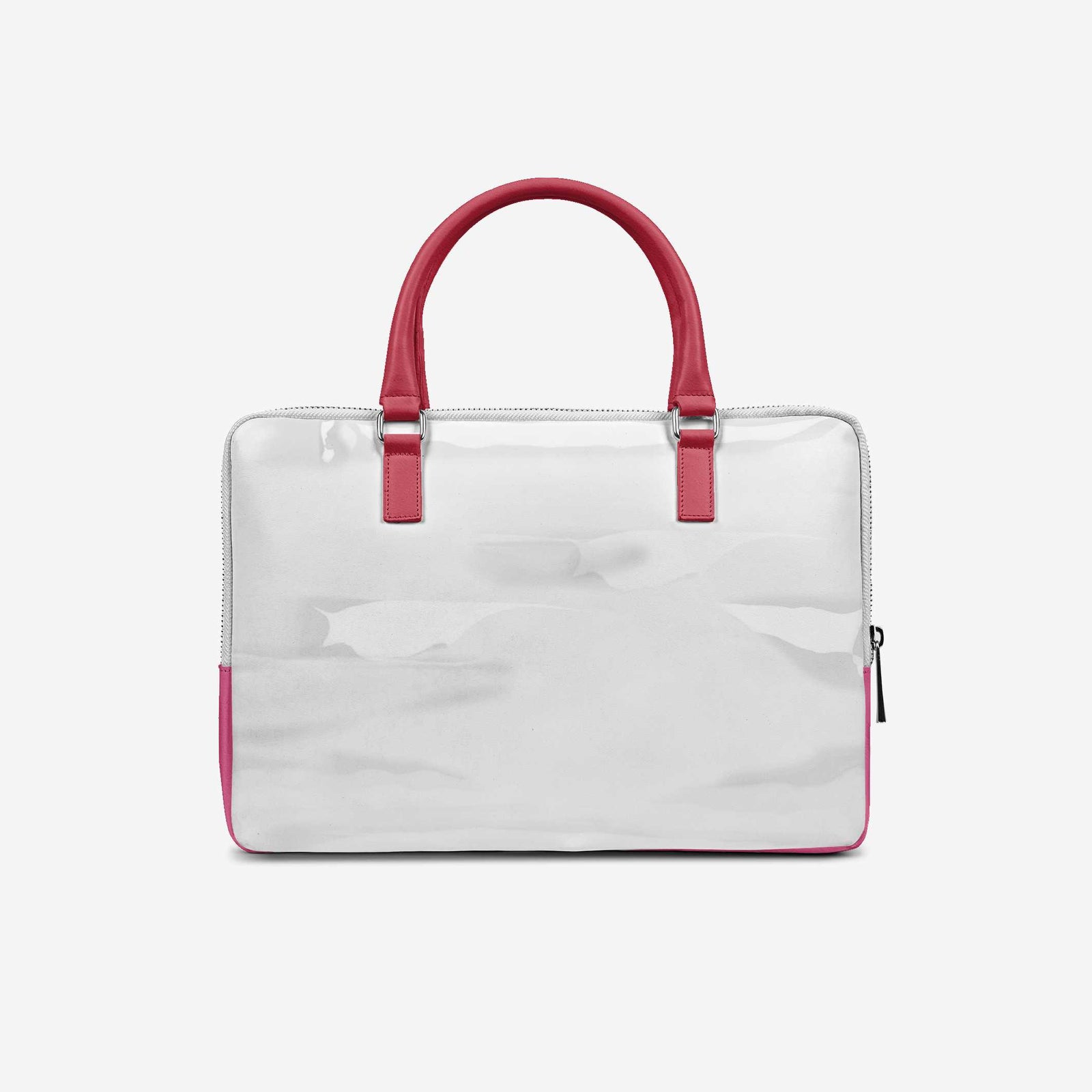 Vegan Designer Luxury Double Pocket Bag 16” BYMANYC ® New York White & Pink