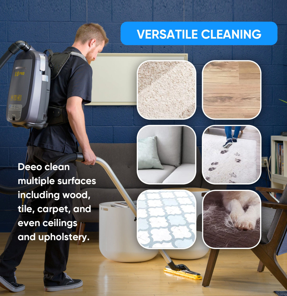 Prolux X8 Pro Commercial Backpack Vacuum w/ Deluxe 1 1/2
