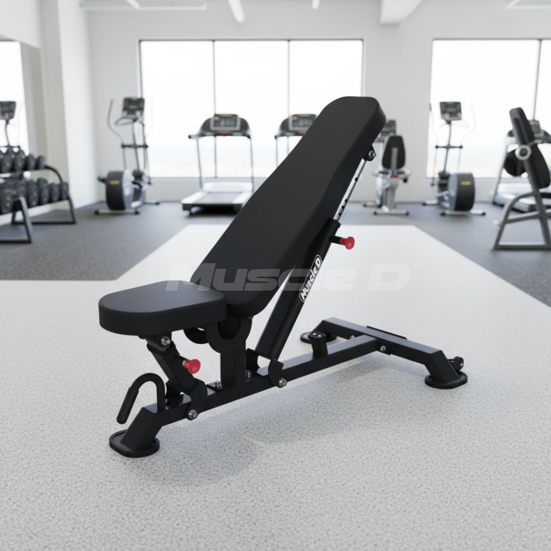 Vertical Flat to Incline Bench - Muscle D Fitness - Sturdy Adjustable Flat to Incline Bench