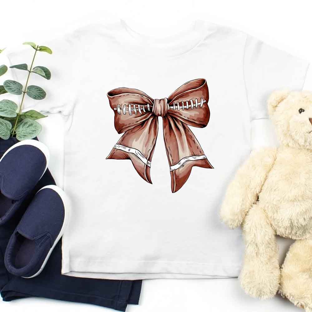Vintage Football Bow For Kids T-Shirt – Cute Game Day Shirt for Girls