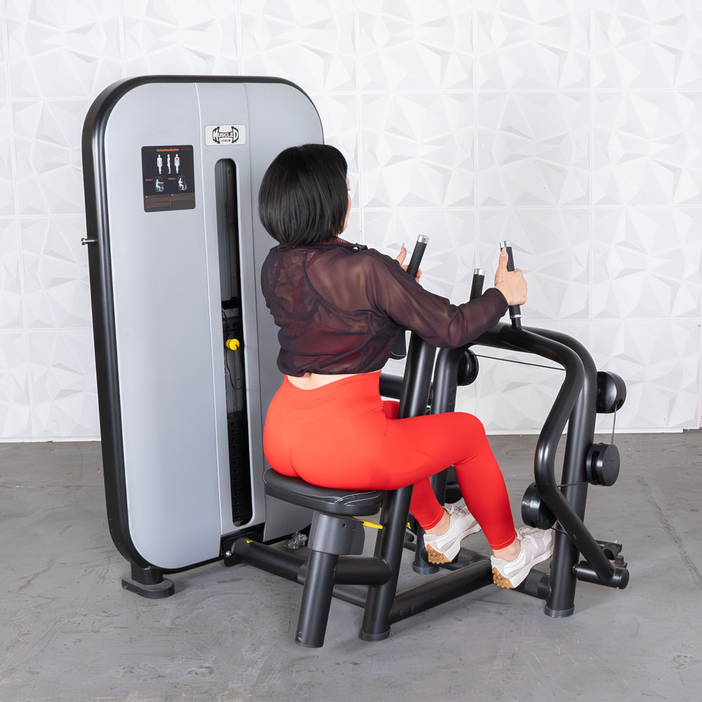 Vogue Seated Row - Muscle D Fitness -  Adjustable Seat - Pin Selectorized - Lat Workout