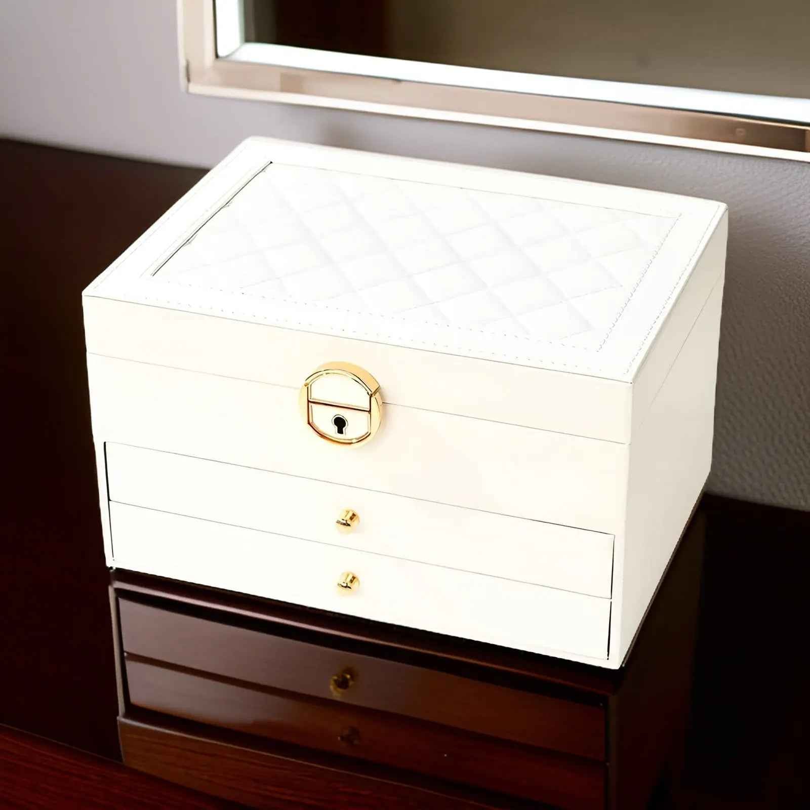 PU Leather Jewelry Box Organizer Multi Layer Jewelry Storage Case with Compartments