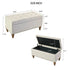 36" Ottoman Storage Bench with Recessed Support Hinge Top for Easy Opening,  Rivet Trim Around, Linen