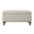 36" Ottoman Storage Bench with Recessed Support Hinge Top for Easy Opening,  Rivet Trim Around, Linen