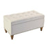 36" Ottoman Storage Bench with Recessed Support Hinge Top for Easy Opening,  Rivet Trim Around, Linen