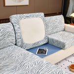 Striped Jacquard Fleece Furniture Covers Stretchable Non-Slip Cushion Covers for L-Shaped Couch, Pets