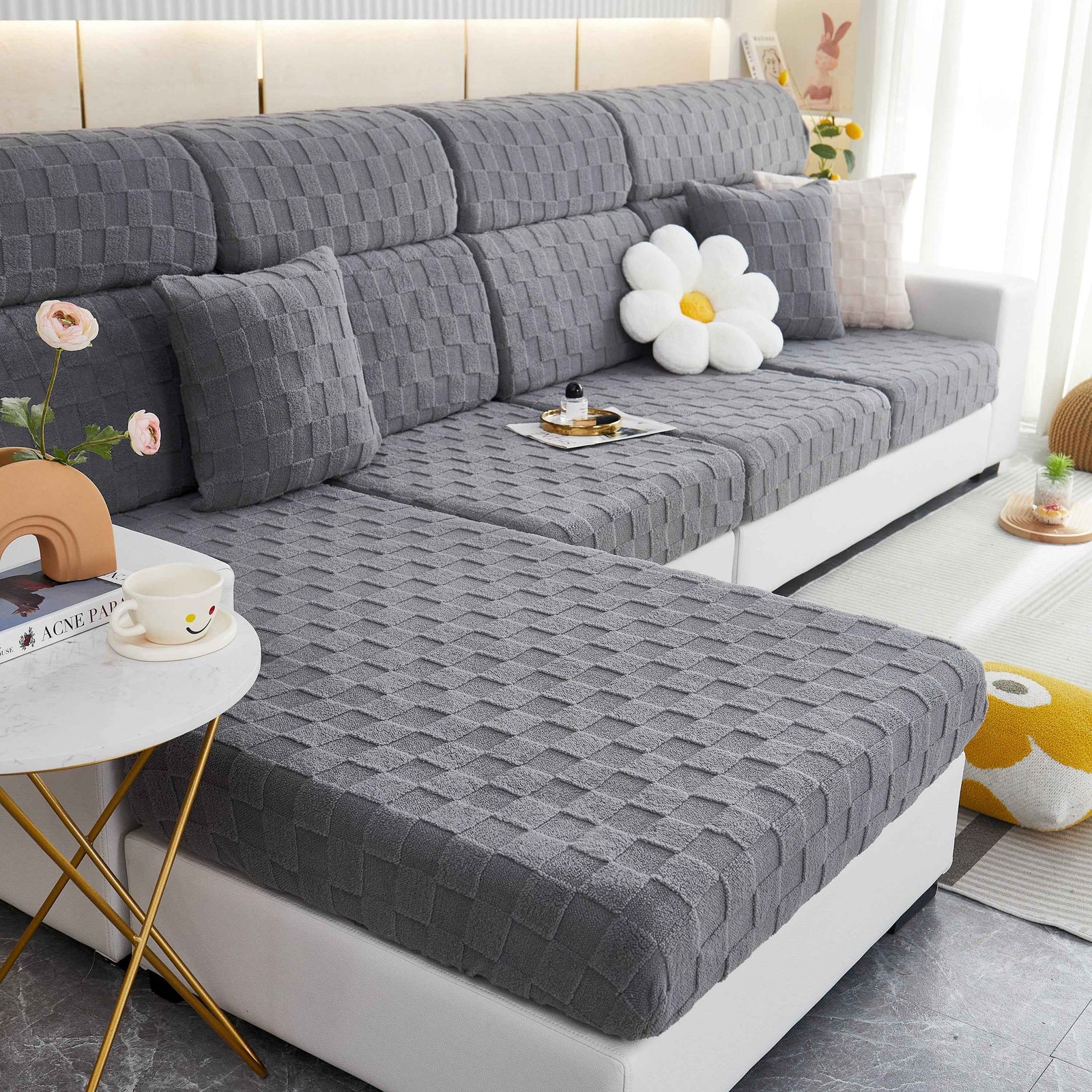 Stretchable Cotton Velvet Sofa Cover Furniture Covers for Pets Slipcovers and Couch Cushion Covers