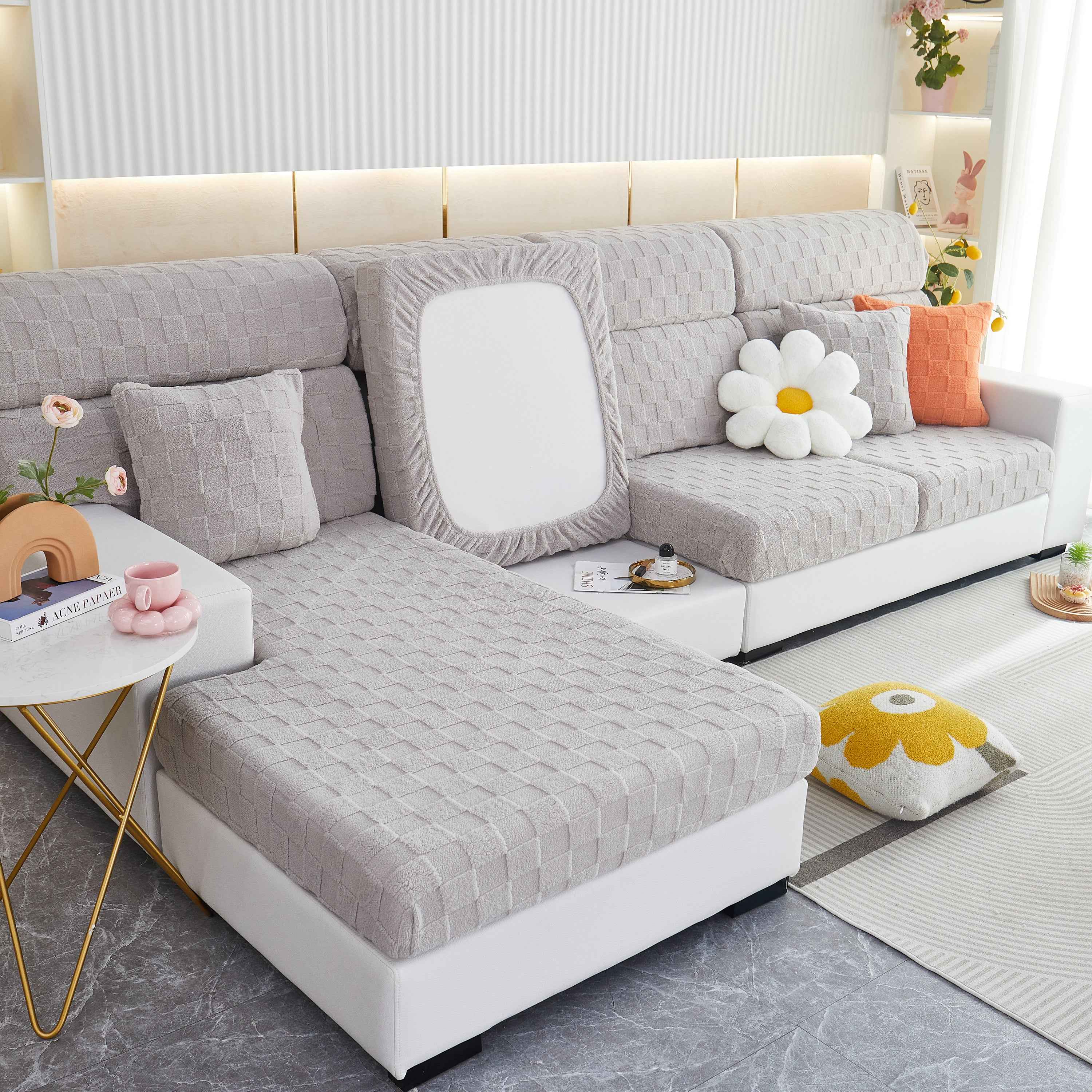 Stretchable Cotton Velvet Sofa Cover Furniture Covers for Pets Slipcovers and Couch Cushion Covers