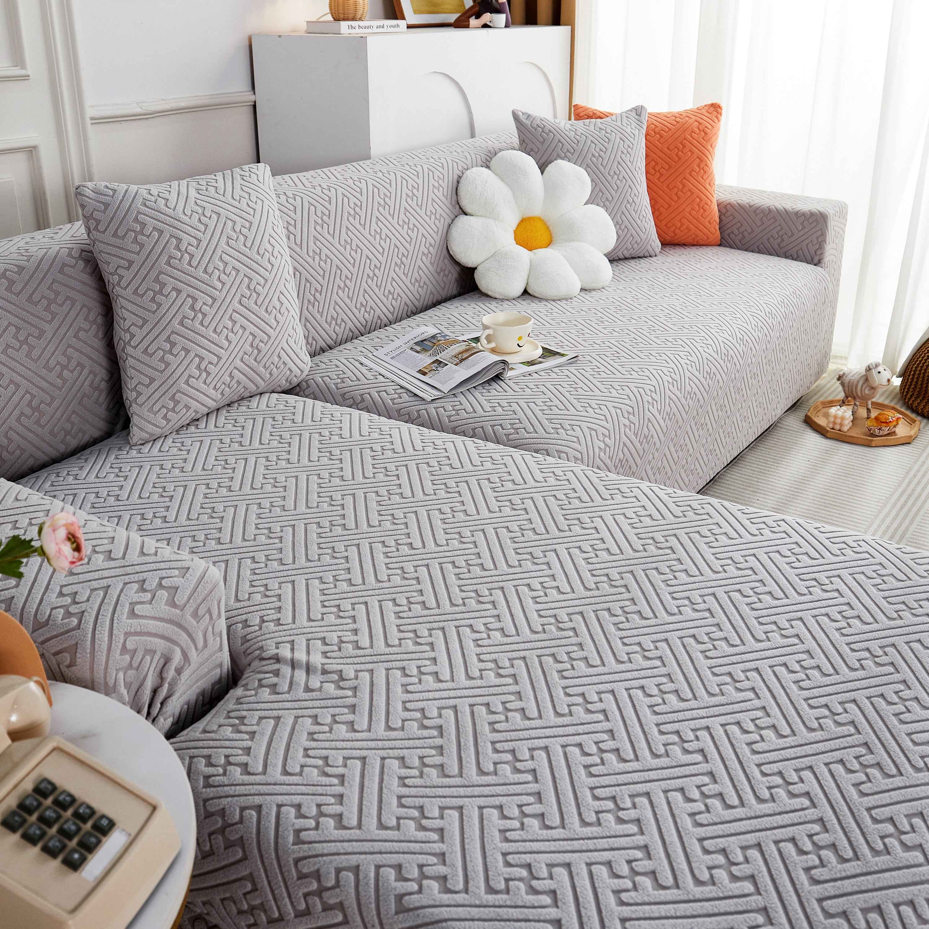 L Shape Sectional Sofa Cover Soft Stretch Furniture Protector Couch Slipcover with 1pcs Free Pillowcases