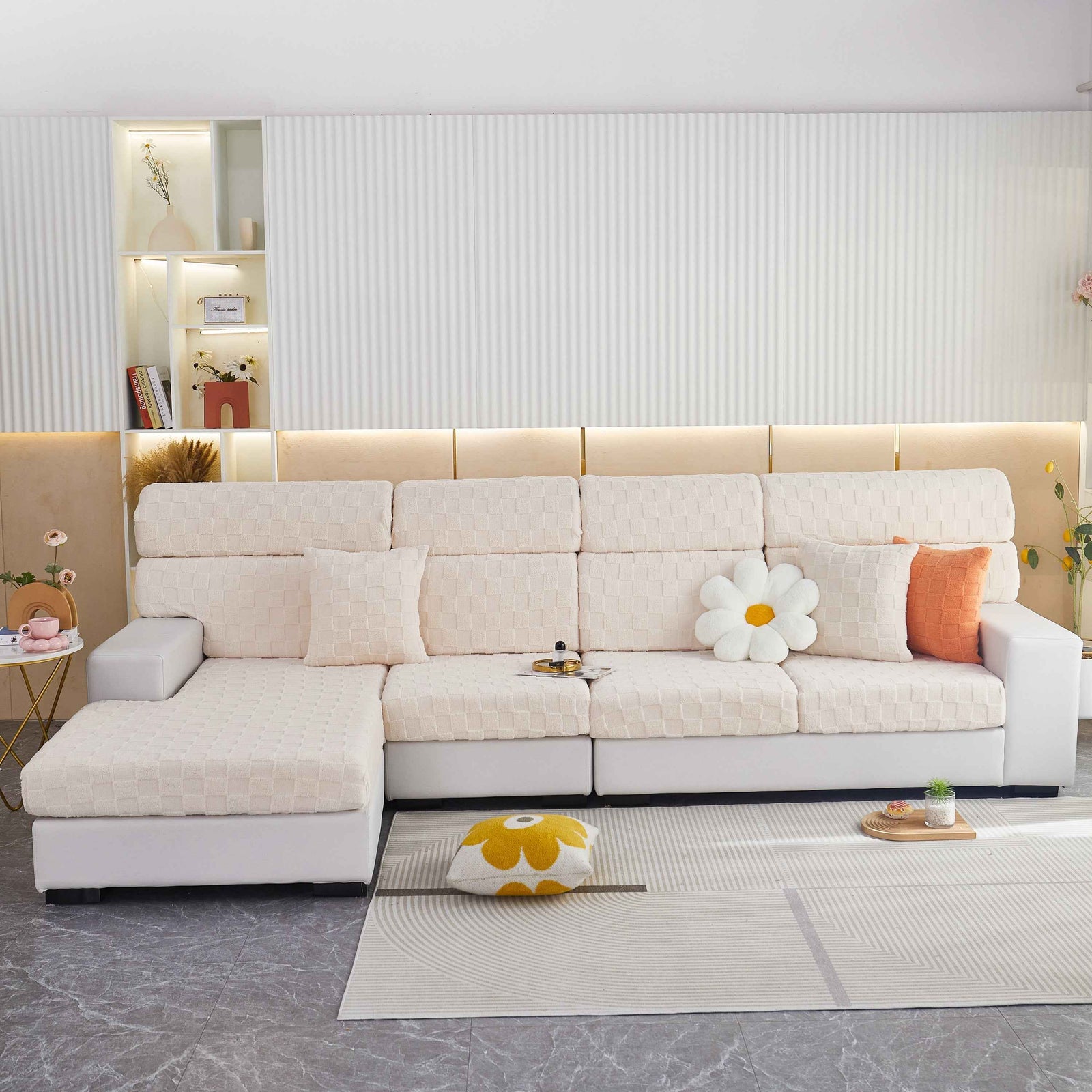 Stretchable Cotton Velvet Sofa Cover Furniture Covers for Pets Slipcovers and Couch Cushion Covers