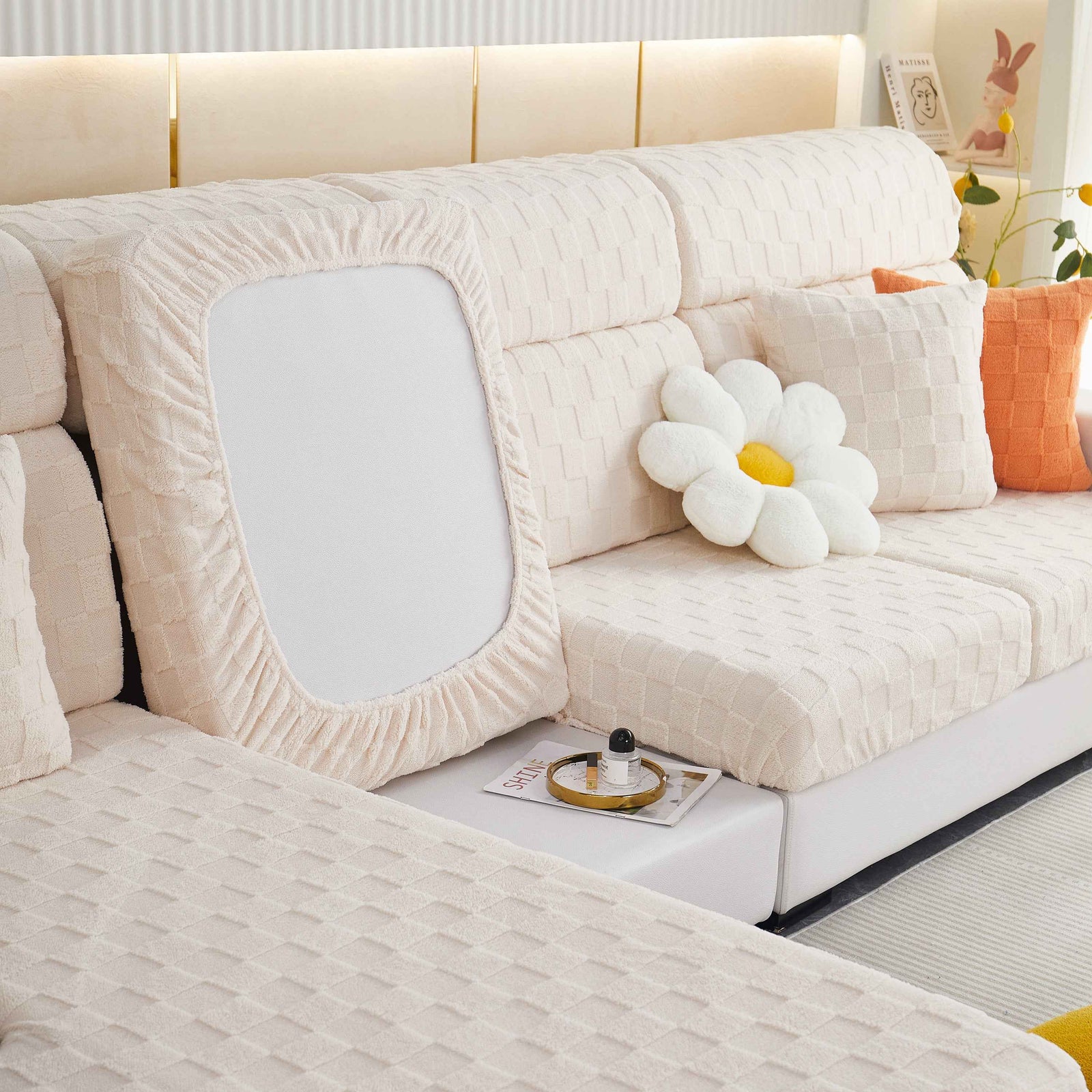 Stretchable Cotton Velvet Sofa Cover Furniture Covers for Pets Slipcovers and Couch Cushion Covers