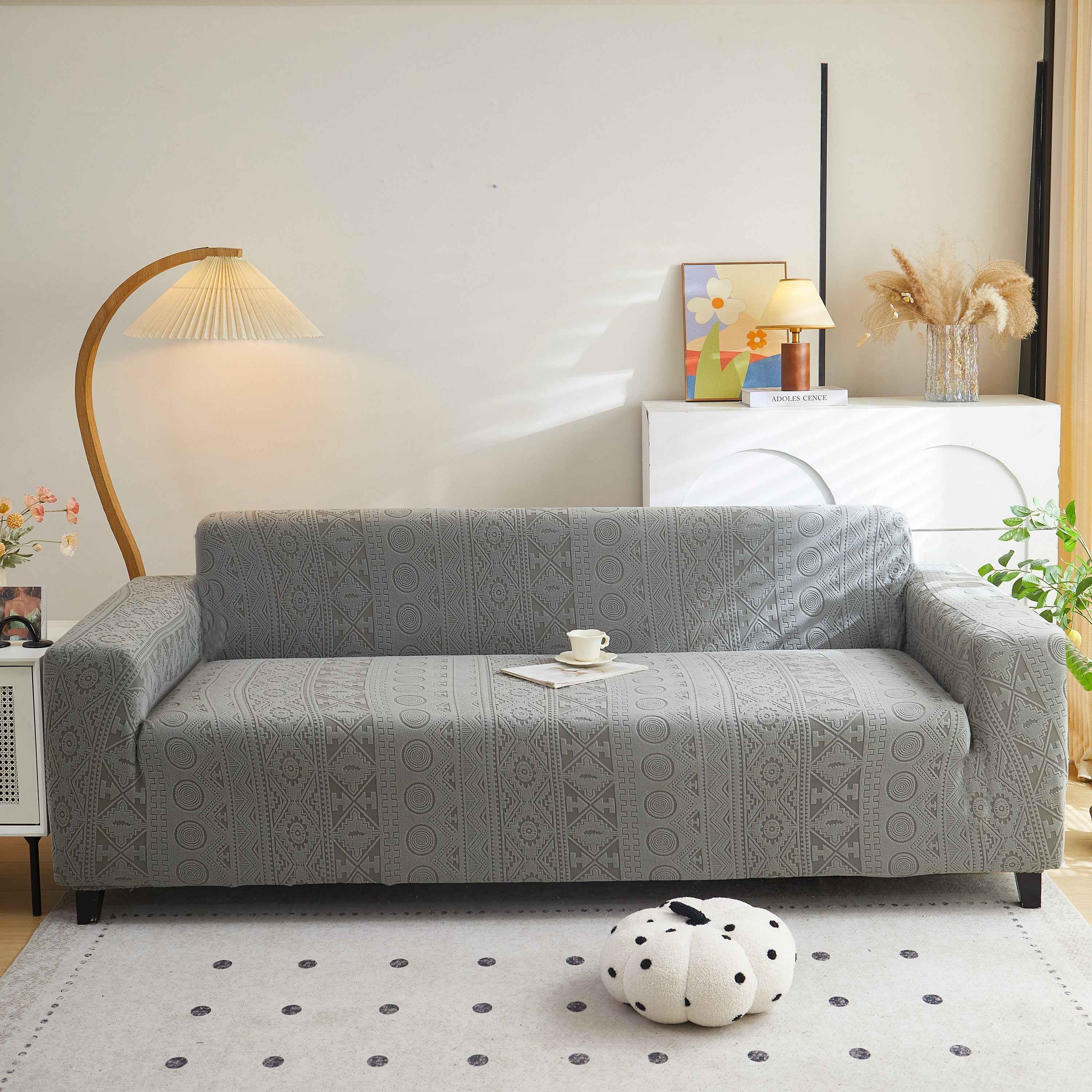Embossed Geometric Elastic Sofa Cover Boho Stylish Decorative Furniture Covers