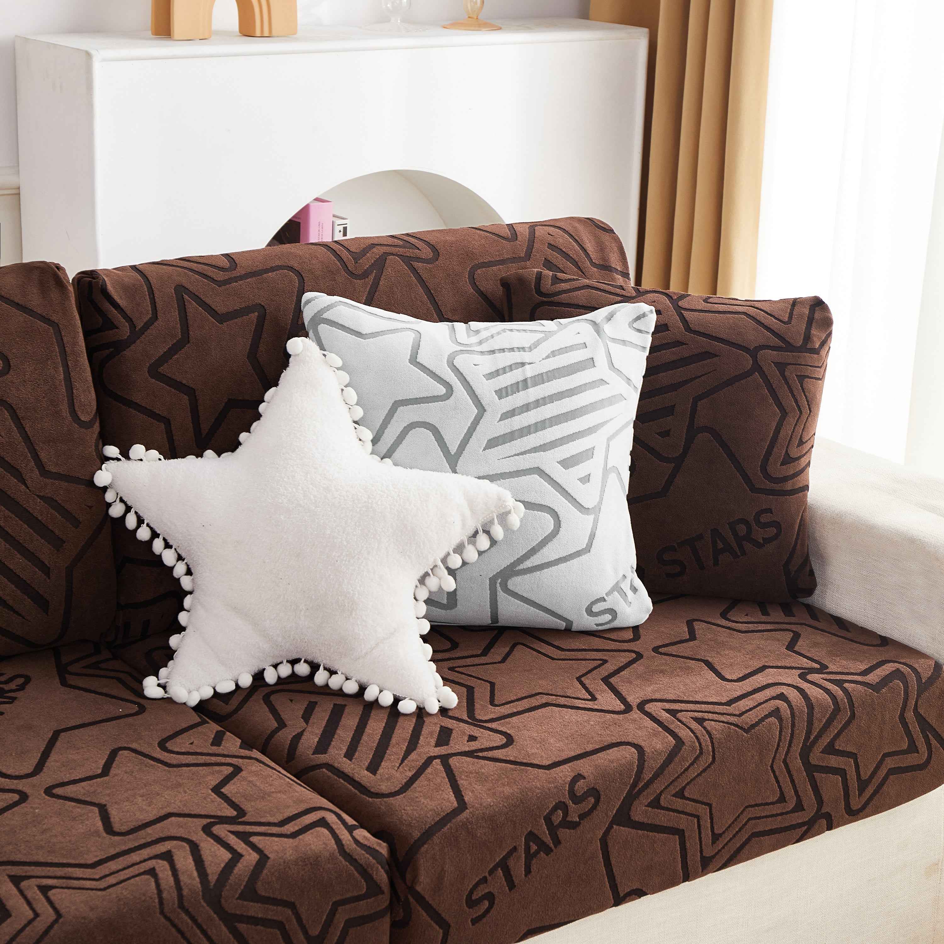 Starry Sky Jacquard Fleece Stretchable Non-Slip Cushion Covers Furniture Covers for L-Shaped Couch