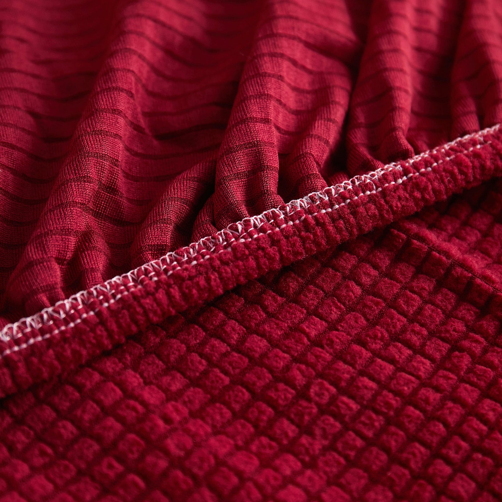 Grid Textured Stretch Sofa Cover, Soft Elastic Slipcover for Couch Protection