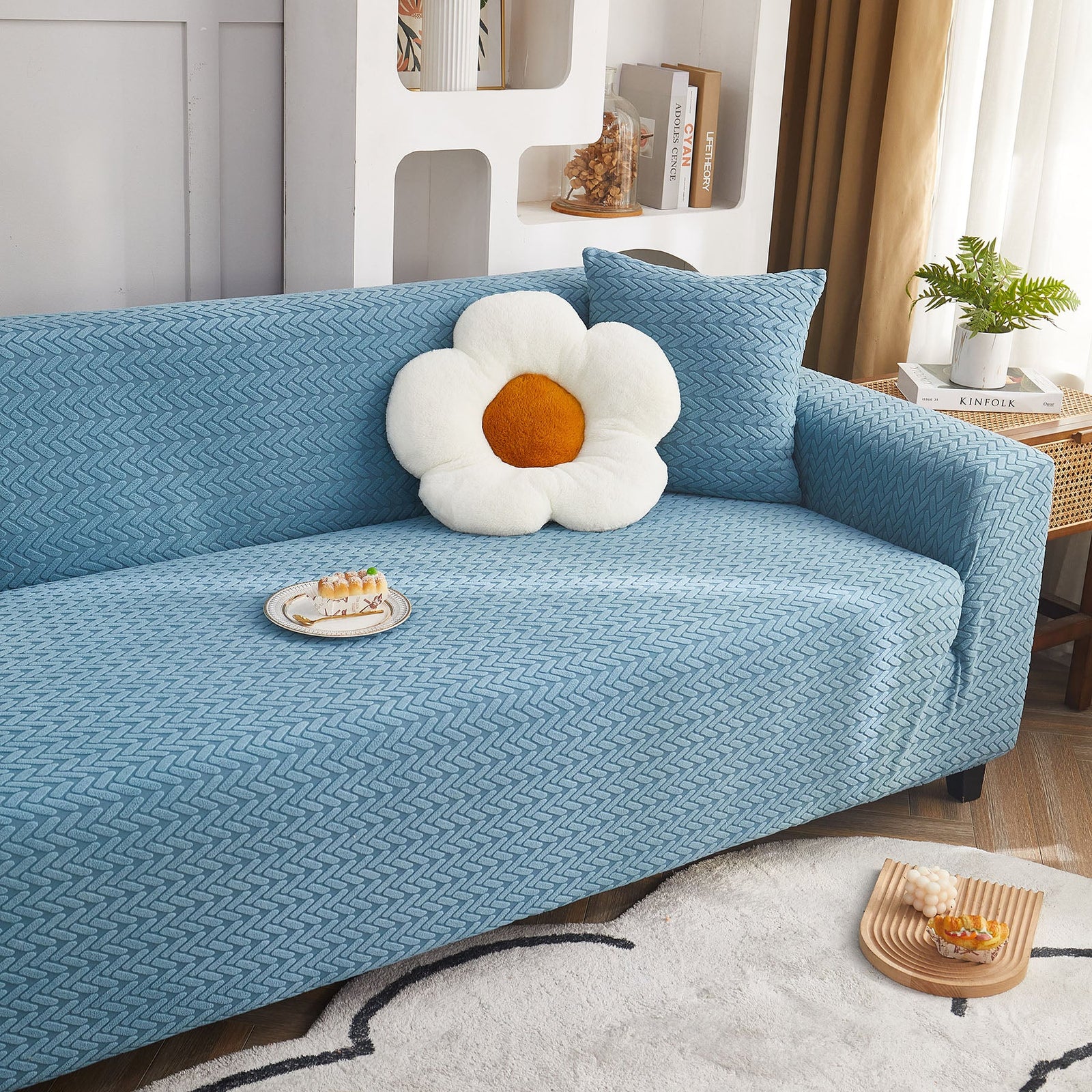 3D Geometric Stretch Sofa Slipcovers Non Slip Pet Friendly Washable Fitted Sofa Covers