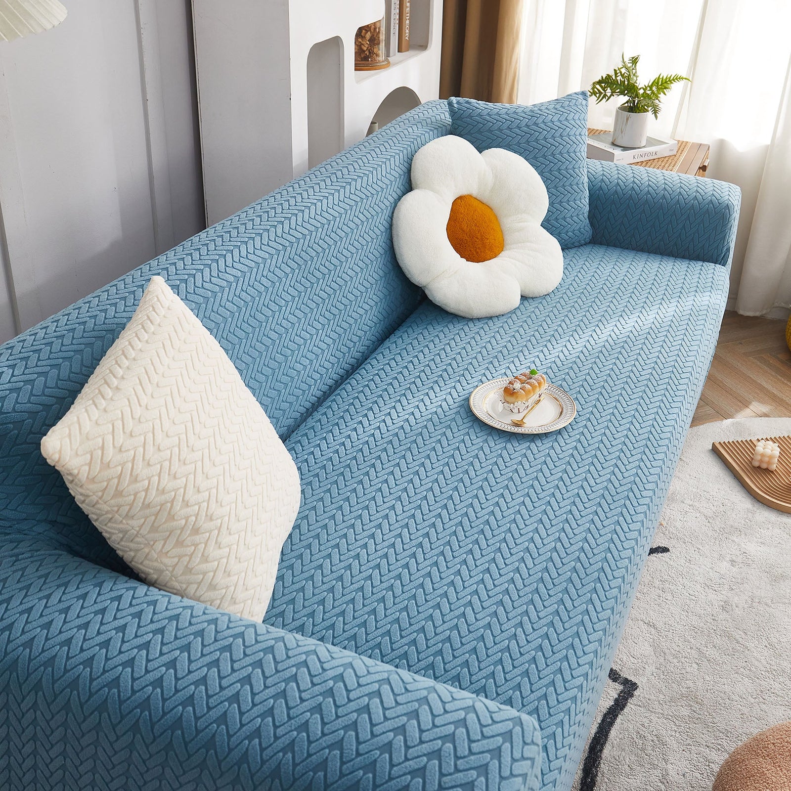 3D Geometric Stretch Sofa Slipcovers Non Slip Pet Friendly Washable Fitted Sofa Covers