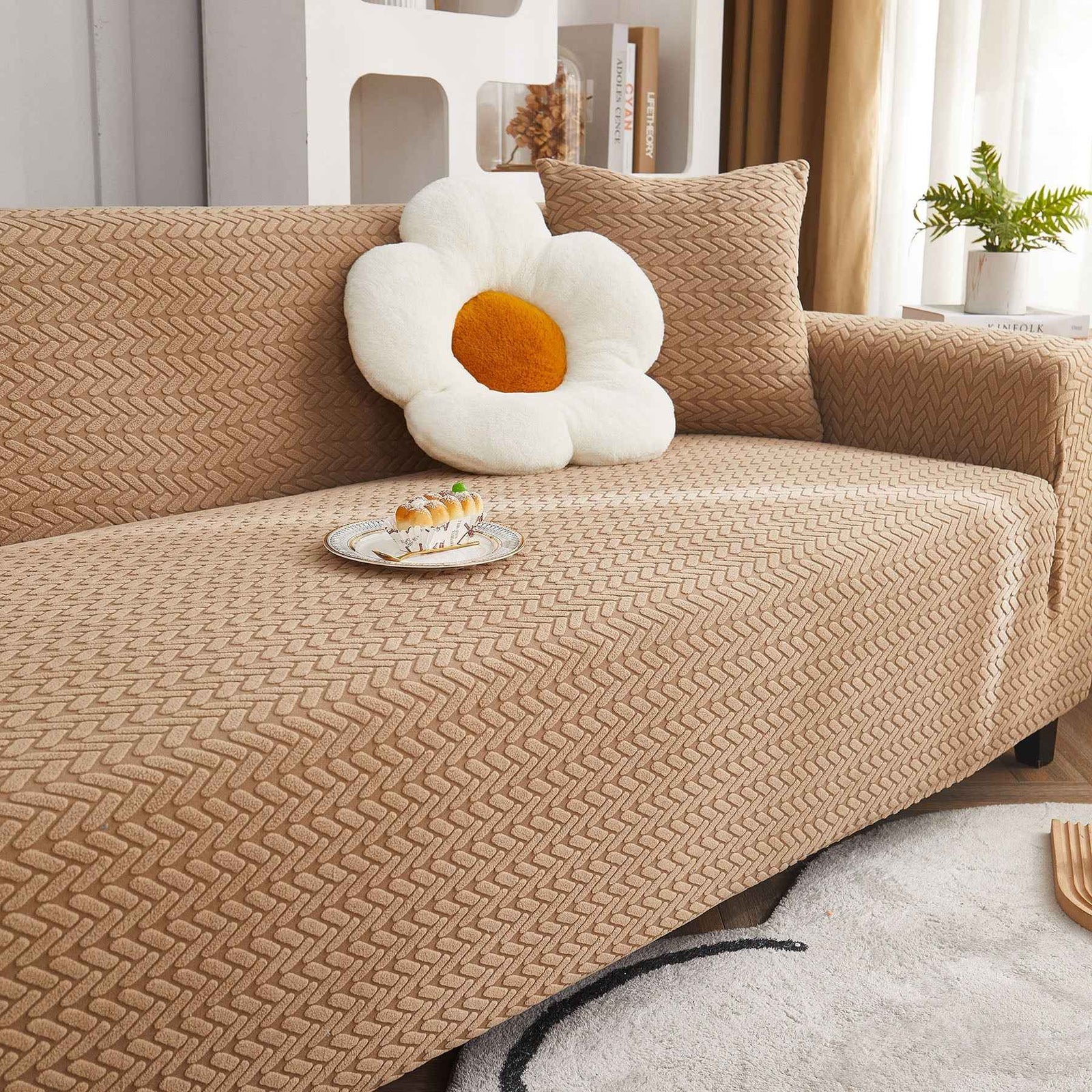 3D Geometric Stretch Sofa Slipcovers Non Slip Pet Friendly Washable Fitted Sofa Covers