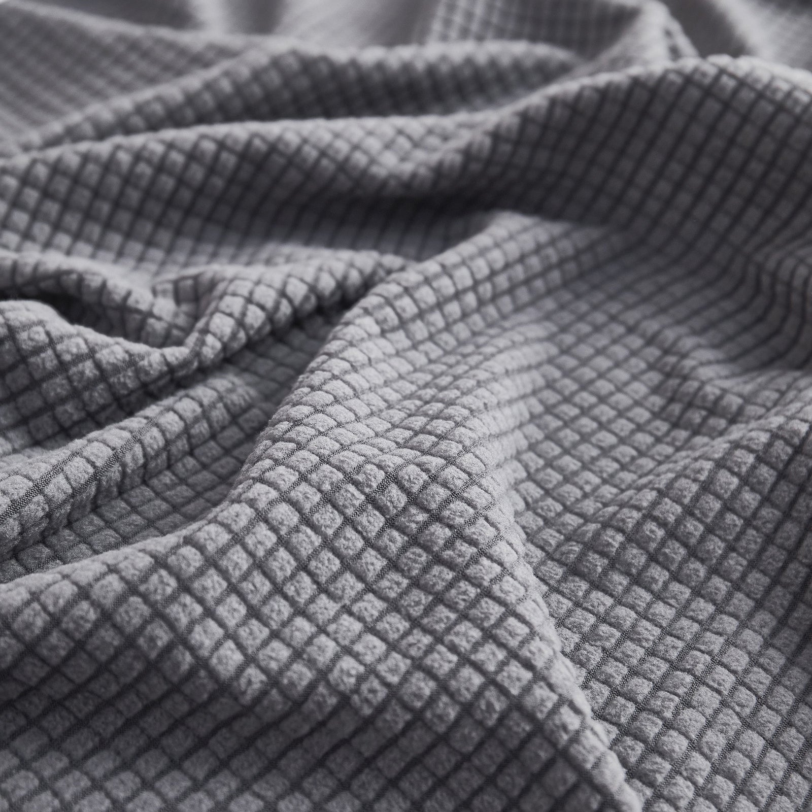 Grid Textured Stretch Sofa Cover, Soft Elastic Slipcover for Couch Protection