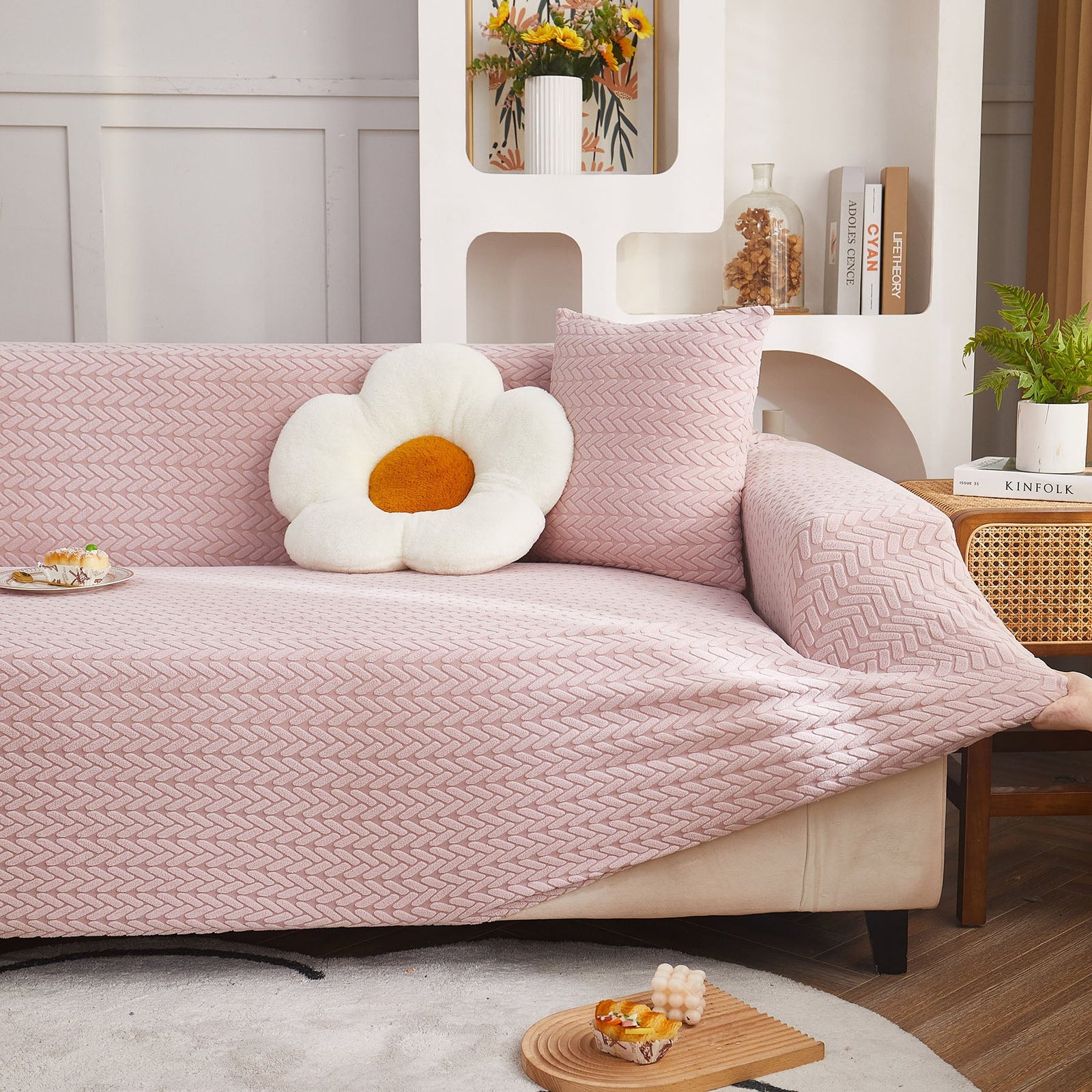 3D Geometric Stretch Sofa Slipcovers Non Slip Pet Friendly Washable Fitted Sofa Covers