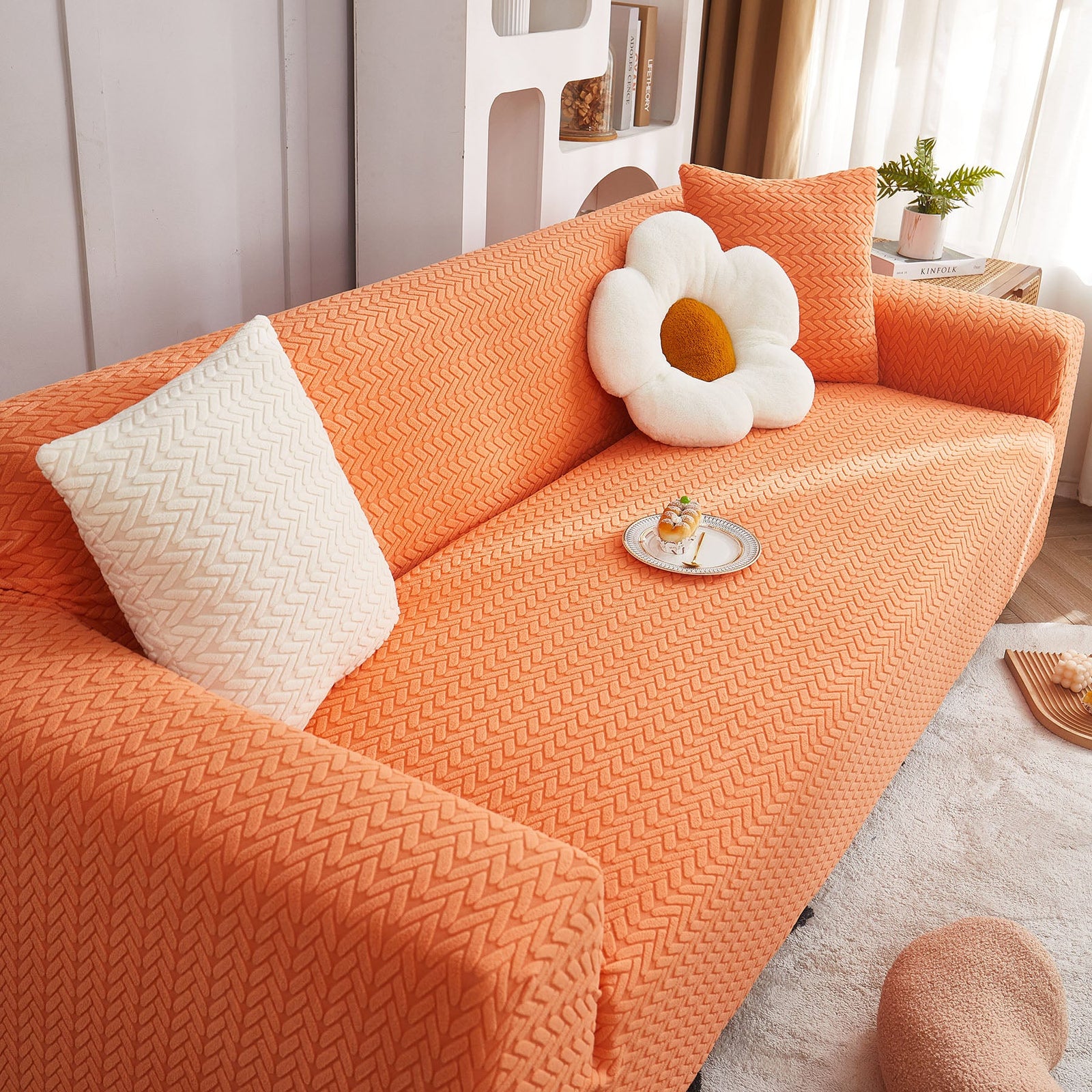 3D Geometric Stretch Sofa Slipcovers Non Slip Pet Friendly Washable Fitted Sofa Covers