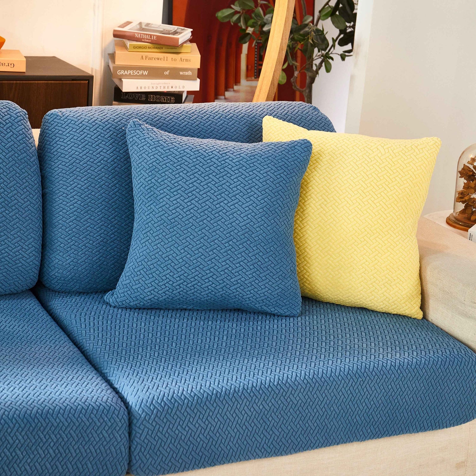 High Stretch Separate Cushion Covers Sofa Slipcover for L-Shaped Sectional Couch