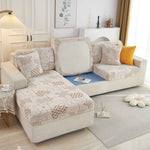 Happy Puzzle Jacquard Fleece Stretchable Cushion Cover, Non-Slip L Shaped Couch Covers for Pets
