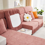Sofa Seat Cover, Sunflower Patterned Elastic Skirted Couch Cushion Covers for 1/2/3/4-Seater Sofas